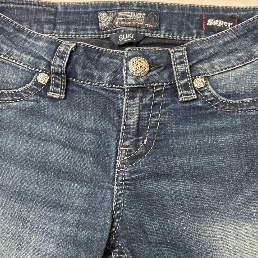 Silver Jeans Co Womens Suki Mid Super Skinny Jeans Size 26/4 Dark Wash Denim